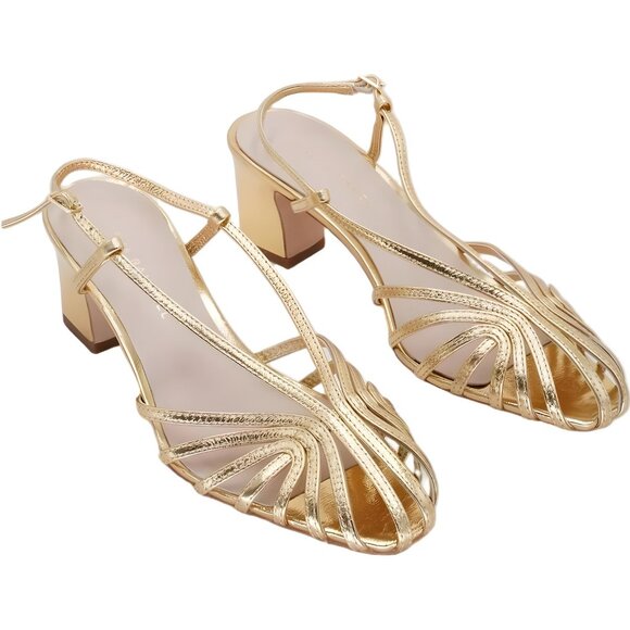 Loeffler Randall Priscilla Strappy Heeled Sandals Gold Women Dress US 7M - Picture 4 of 6